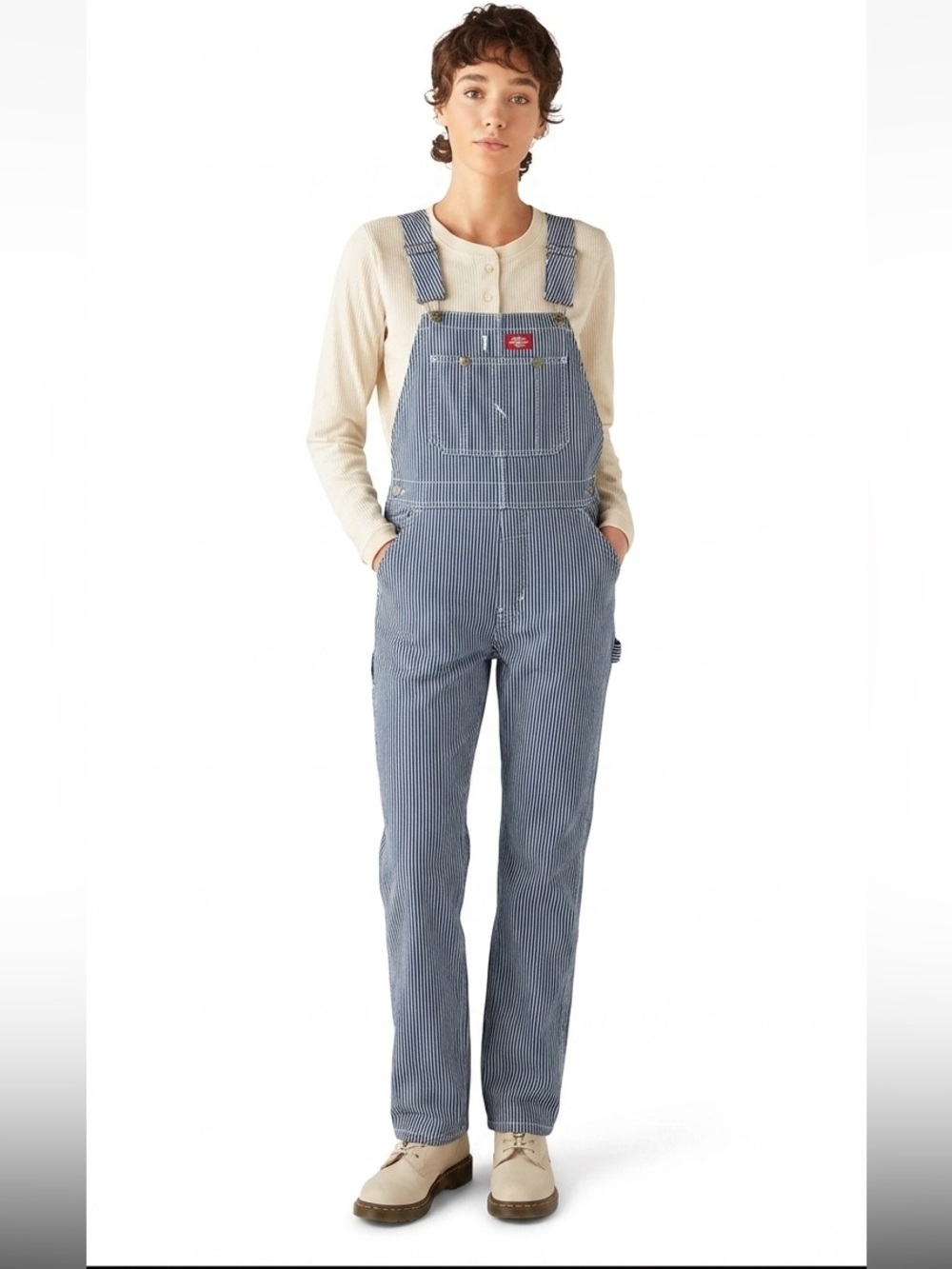 Dickies Blue Twill Bib Overalls Straight Leg Pockets size Small